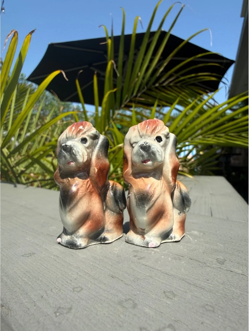 Vintage Long-Eared Dog Salt & Pepper Shakers Ceramic Spaniel Set